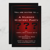 Mystery Party Invitation Black & Red Glow Murder Kaart (Voorkant / Achterkant)
