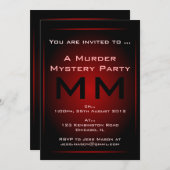 Mystery Party Invitation Black & Red Glow Murder Kaart (Voorkant / Achterkant)