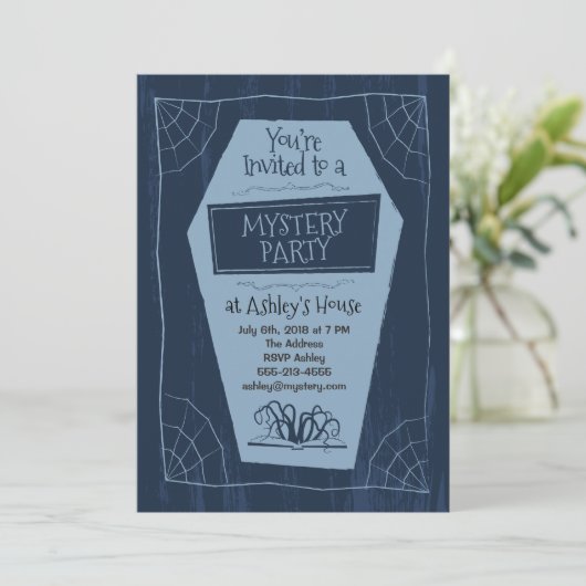 Mystery Party - Uitnodiging (Staand voorkant)