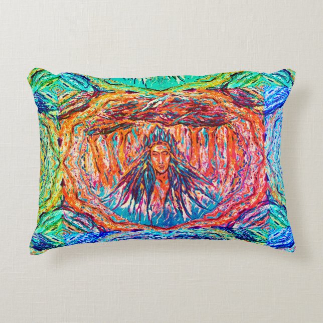 Mystery Rainbow Godess die de hemel vasthoudt Accent Kussen (Voorkant)