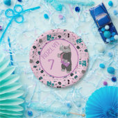 Mystery rhino roze papieren bordje (Feest)