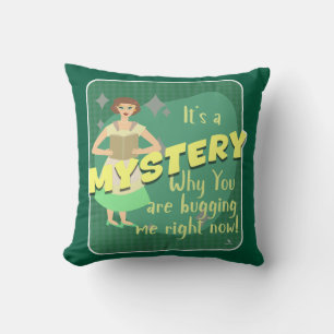 Mystery Snarky Retro Lezen Huisvrouw Kussen