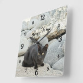 Mystery Time – Black Cat Wall Clock Vierkante Klok (Hoek)