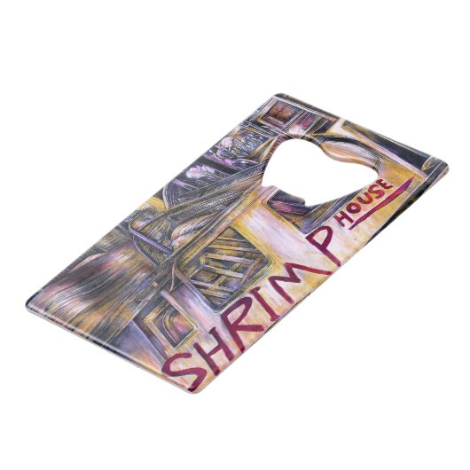 Mystery Vlees, afkomstig van water. Creditkaart Flessenopener (Achterkant Gekanteld)