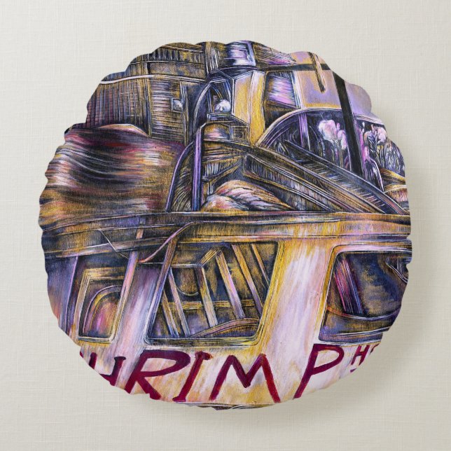 Mystery Vlees met waterborn Rond Kussen (Voorkant)