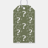Mystery vraagteken kronkelige puzzel olijfgroen cadeaulabel (Voorkant)