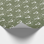 Mystery vraagteken kronkelige puzzel olijfgroen cadeaupapier (Hoek)