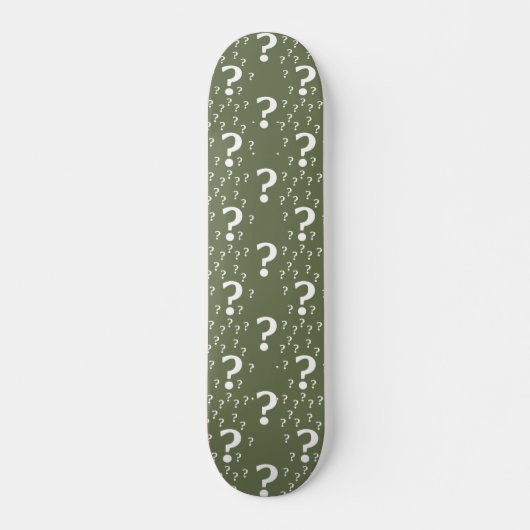 Mystery vraagteken kronkelige puzzel olijfgroen persoonlijk skateboard (Voorkant)