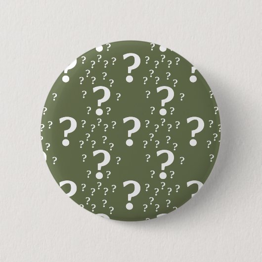 Mystery vraagteken kronkelige puzzel olijfgroen ronde button 5,7 cm (Voorkant)