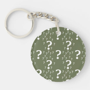 Mystery vraagteken kronkelige puzzel olijfgroen sleutelhanger