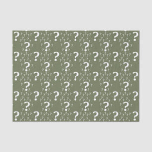 Mystery vraagteken kronkelige puzzel olijfgroen tissuepapier