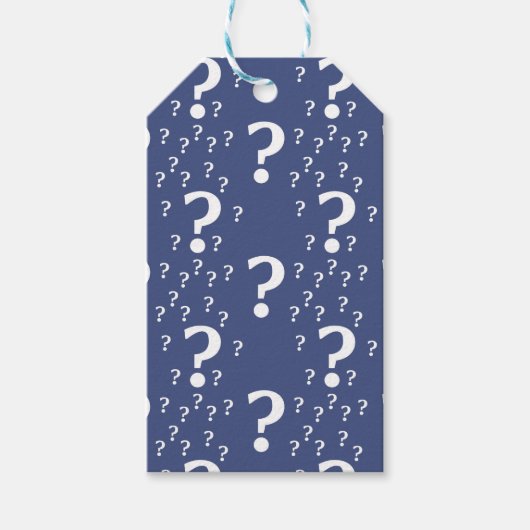 Mystery vraagteken raadsel blauw puzzelblauw cadeaulabel (Voorkant)