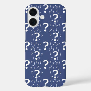 Mystery vraagteken raadsel blauw puzzelblauw iPhone 16 hoesje