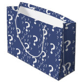 Mystery vraagteken raadsel blauw puzzelblauw groot cadeauzakje (Achterkant Gekanteld)