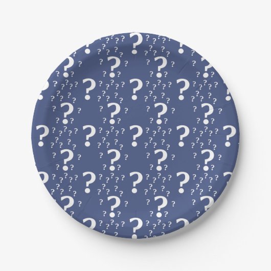 Mystery vraagteken raadsel blauw puzzelblauw papieren bordje (Voorkant)