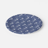 Mystery vraagteken raadsel blauw puzzelblauw papieren bordje (Gekanteld)