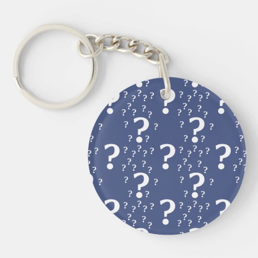 Mystery vraagteken raadsel blauw puzzelblauw sleutelhanger (Voorkant)