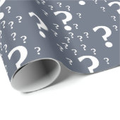 Mystery vraagteken raadsel puzzelblauw-grijs cadeaupapier (Rol Hoek)