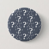 Mystery vraagteken raadsel puzzelblauw-grijs ronde button 5,7 cm (Voorkant)