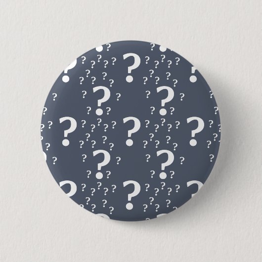 Mystery vraagteken raadsel puzzelblauw-grijs ronde button 5,7 cm (Voorkant)
