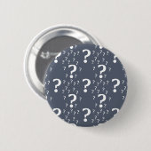 Mystery vraagteken raadsel puzzelblauw-grijs ronde button 5,7 cm (Voorkant /achterkant)