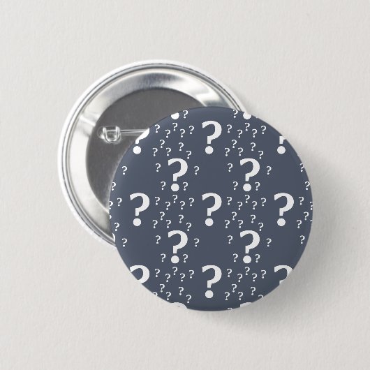 Mystery vraagteken raadsel puzzelblauw-grijs ronde button 5,7 cm (Voorkant /achterkant)