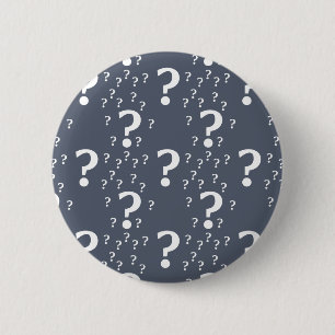 Mystery vraagteken raadsel puzzelblauw-grijs ronde button 5,7 cm
