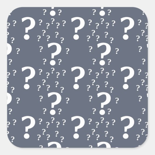 Mystery vraagteken raadsel puzzelblauw-grijs vierkante sticker (Voorkant)