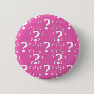 Mystery vraagteken raadsel puzzelroze ronde button 5,7 cm