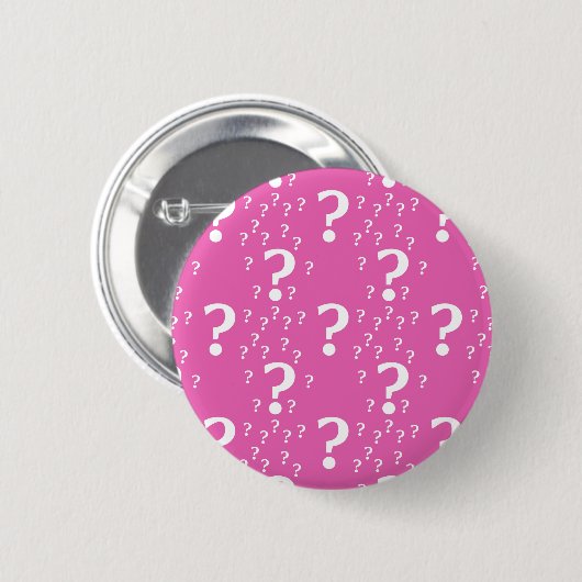 Mystery vraagteken raadsel puzzelroze ronde button 5,7 cm (Voorkant /achterkant)