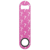Mystery vraagteken raadsel puzzelroze speed flessenopener (Achterkant)