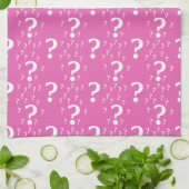 Mystery vraagteken raadsel puzzelroze theedoek (Gevouwen)