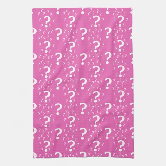 Mystery vraagteken raadsel puzzelroze theedoek (Verticaal)