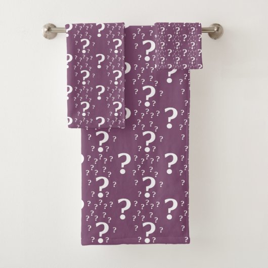 Mystery vraagteken raadsel puzzle mauve bad handdoek (Insitu)