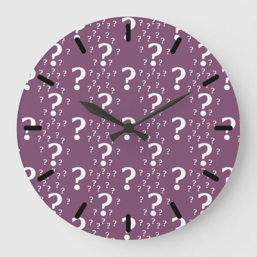 Mystery vraagteken raadsel puzzle mauve grote klok (Voorkant)