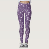 Mystery vraagteken raadsel puzzle paars leggings (Voorkant)
