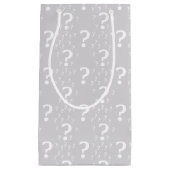 Mystery vraagteken raadsel raadsel lichtgrijs klein cadeauzakje (Voorkant)