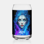 Mystery Woman Emerging from Blue & Purple Flames Blikvorm Glas (Voorkant)