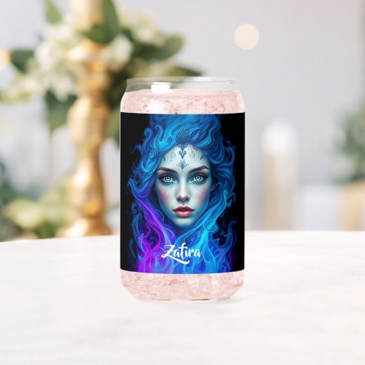 Mystery Woman Emerging from Blue & Purple Flames Blikvorm Glas (Insitu (Huwelijk))