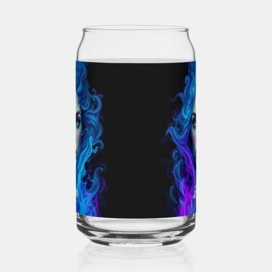 Mystery Woman Emerging from Blue & Purple Flames Blikvorm Glas (Rechts)