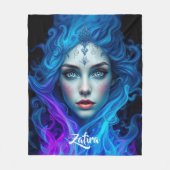 Mystery Woman Emerging from Blue & Purple Flames Fleece Deken (Voorkant)