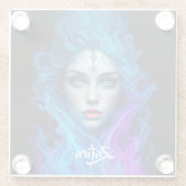 Mystery Woman Emerging from Blue & Purple Flames Glazen Onderzetter (Achterkant)