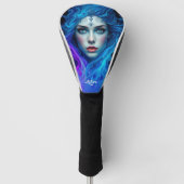 Mystery Woman Emerging from Blue & Purple Flames Golfheadcover (Voorkant)
