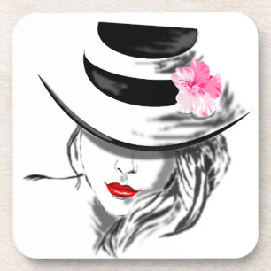 Mysteryous Lady Beverage Coaster Red Lips Bier Onderzetter