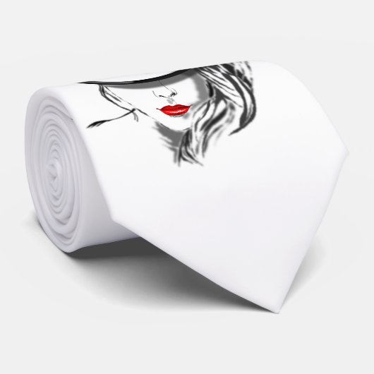 Mysteryous Lady Stropdas Red Lips (Opgerold)