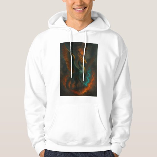 MySthical Fire Phoenix Beast – Epic Fantasy Art Hoodie (Voorkant)