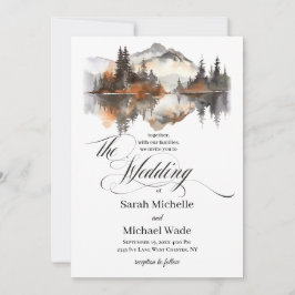 Mystic Autumn Calligraphy Wedding Invitation Kaart