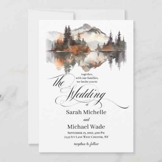 Mystic Autumn Calligraphy Wedding Invitation Kaart (Voorkant)