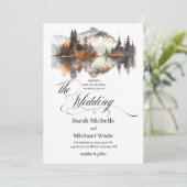 Mystic Autumn Calligraphy Wedding Invitation Kaart (Staand voorkant)