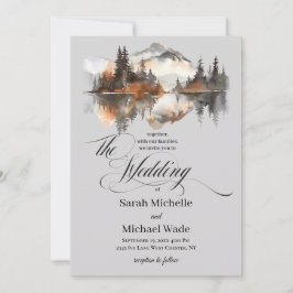 Mystic Autumn Calligraphy Wedding Invitation Kaart